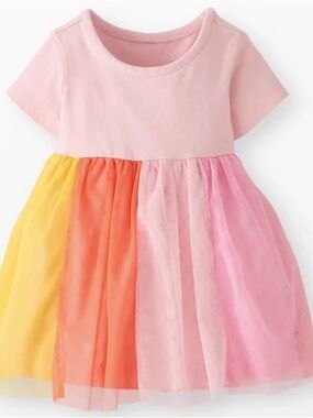 Hanna Andersson Pastel Rainbow Tulle Dress Sz 120cm